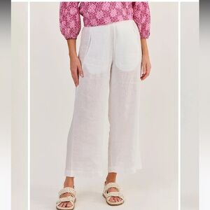 White linen high waist pant